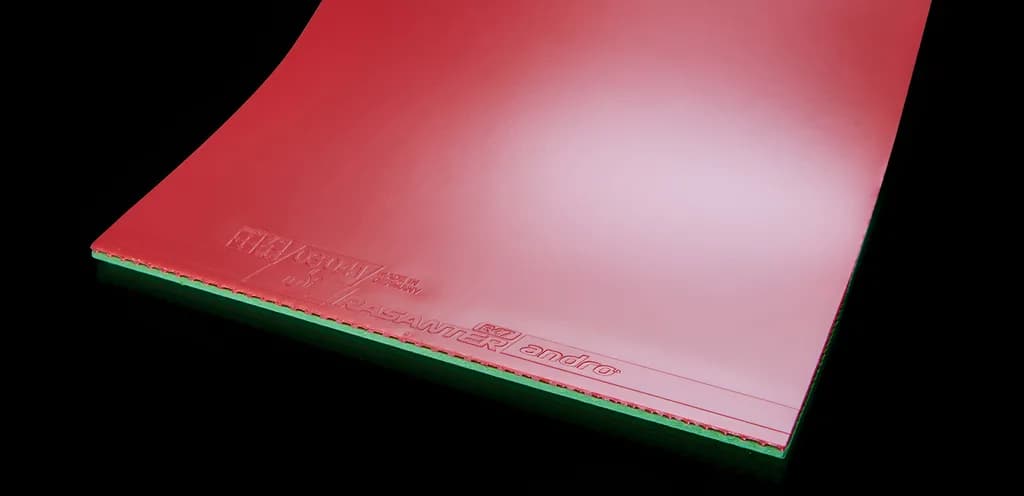 Belag Andro Rasanter R47 in Rot, Ansicht des Obergummis