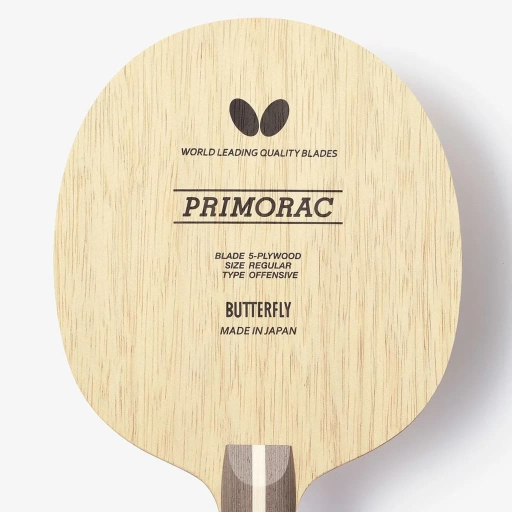Schlagfläche des Butterfly Primorac mit den Logos der Marke