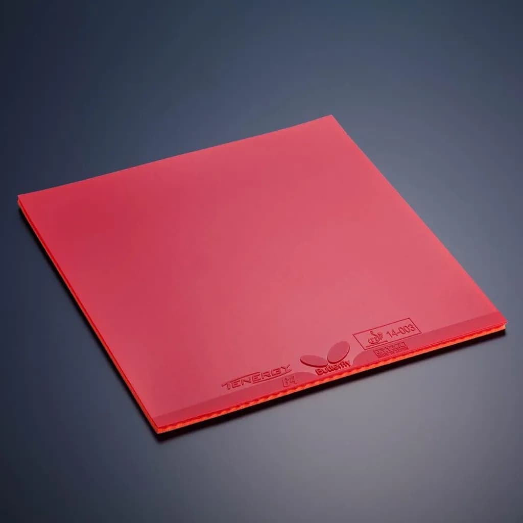 Glatte rote Seite des Tenergy 64 von oben gesehen