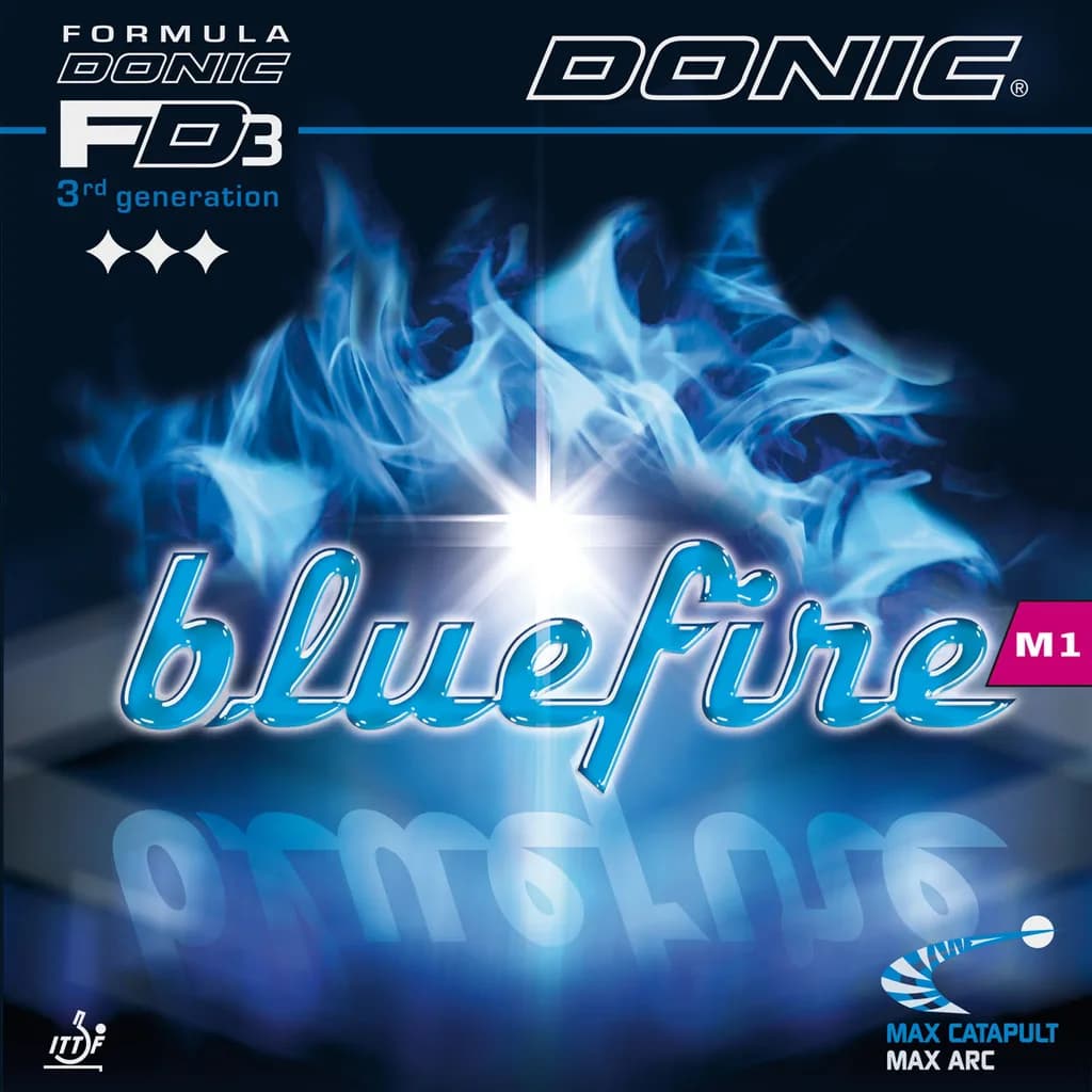 Goma Donic Bluefire M1, cover de producto oficial con la lámina