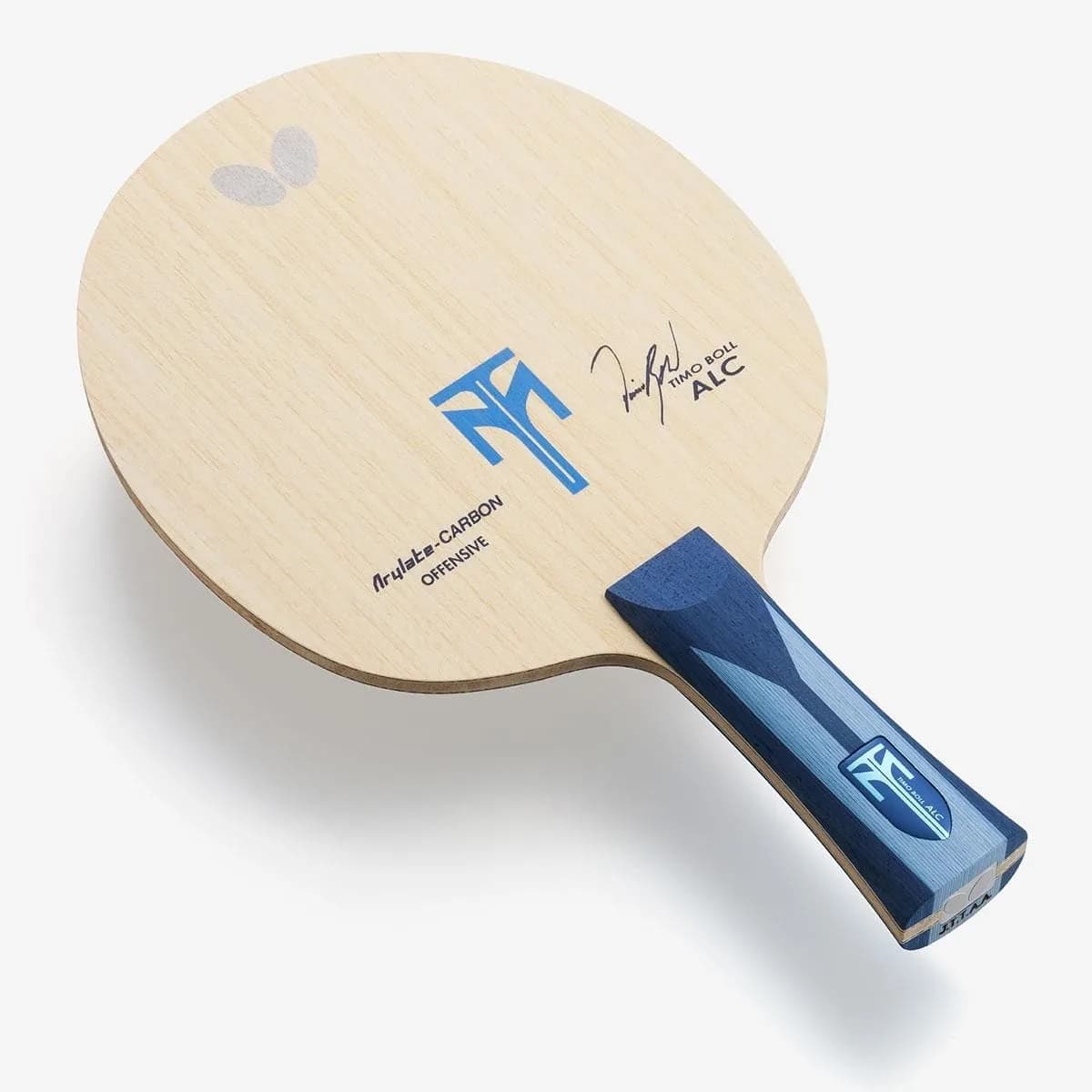 Pala Butterfly Timo Boll ALC con mango cóncavo (FL) y la firma de Timo Boll